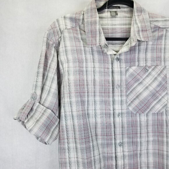 Toad & Co Surveyor Shirt Men's S Grey Plaid Button Up Camp Sleeve Outdoor Hike - Picture 2 of 16
